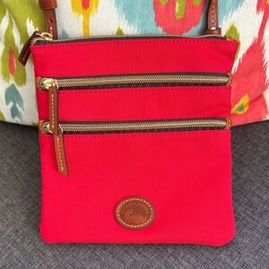 Dooney & Bourke Vibrant Red Crossbody Bag triple zip